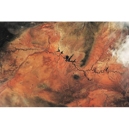 Satellite view of Novajo Nation Reservation and Lake Powell, Grand Canyon, Arizona, USA Print Wall