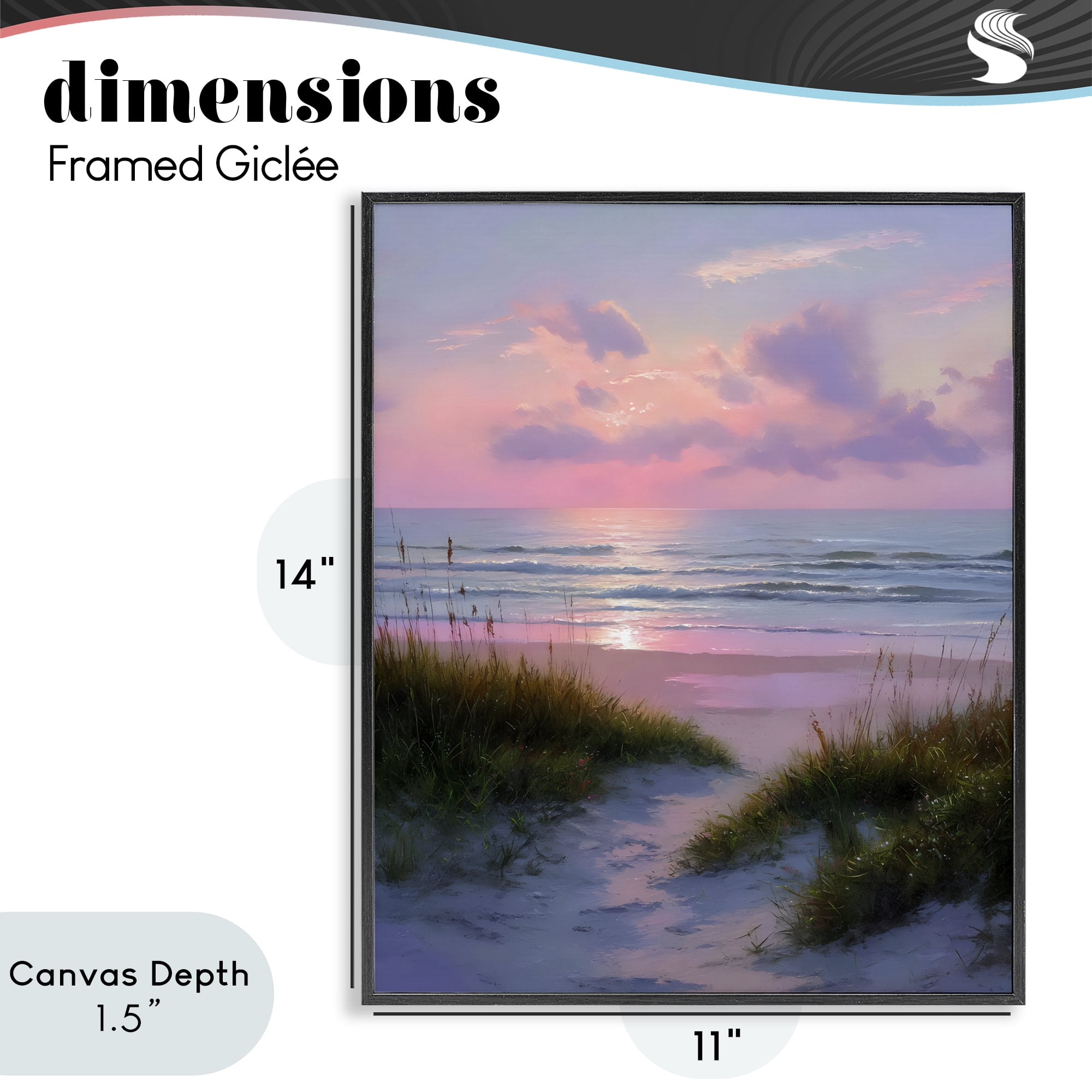 Stupell Industries Romantic Beach Sunset in Pink Black Framed Giclee Art, design by Franklyn Gregory