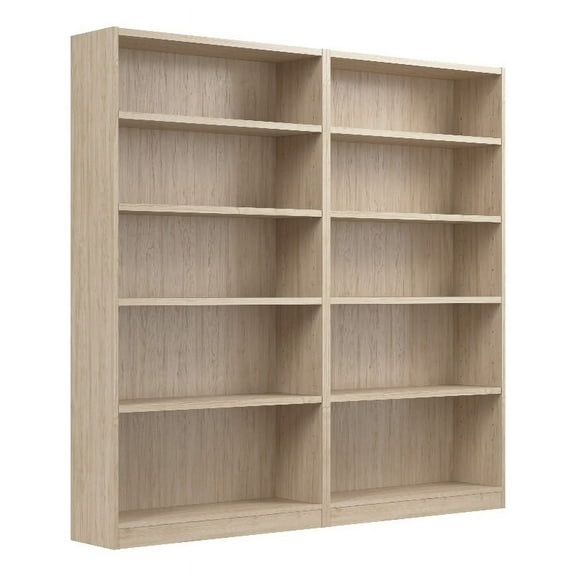 Universal Tall 5 Shelf Bookcase Set in Natural Elm - Engineered Wood