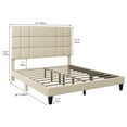 thumbnail image 2 of Dextrus Queen Size Bed Frame, Robust Metal & Wood Construction, Minimalist Design, No Box Spring Needed, Simple Assembly, 43.3" Linen Upholstered Headboard, Beige, 2 of 5