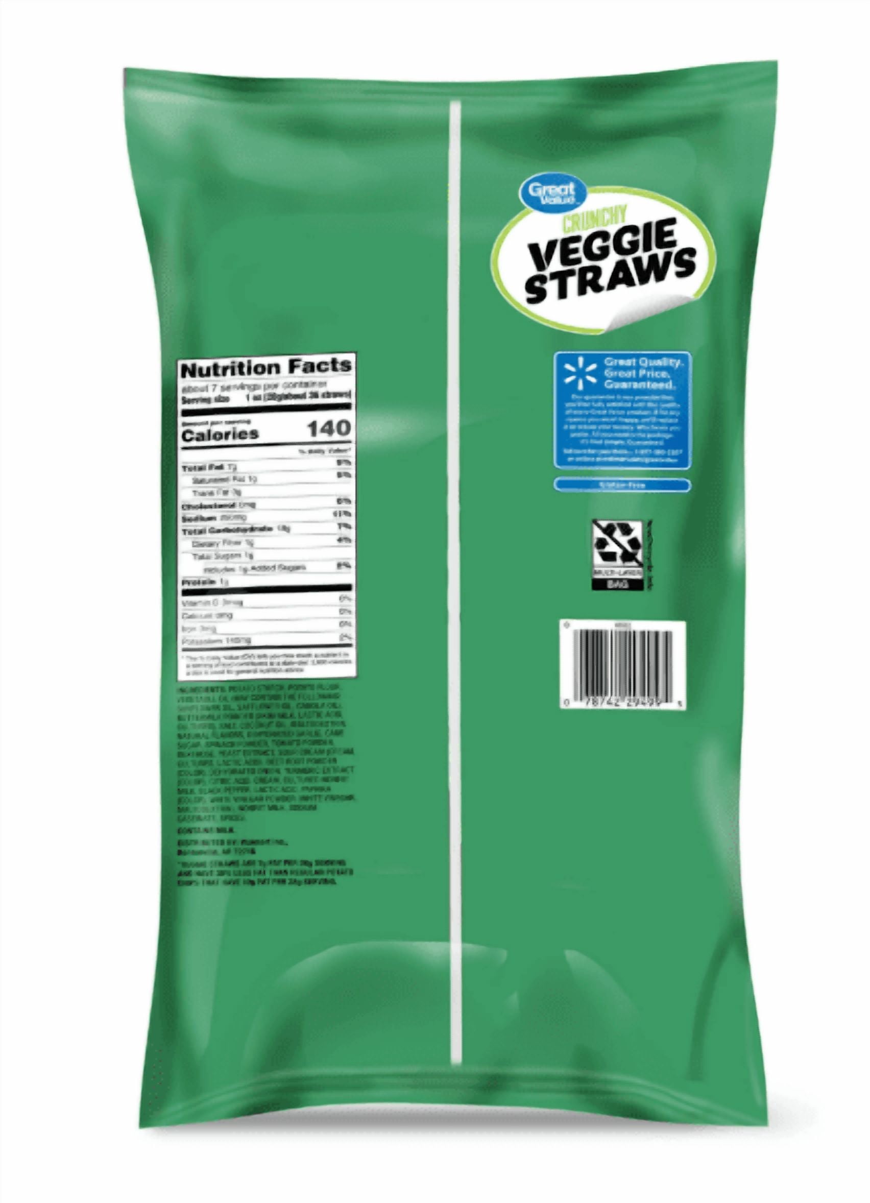 Great Value Zesty Ranch Flavored Veggie Straws, 7 oz