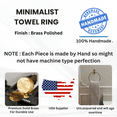thumbnail image 4 of STYLENT Decor Solid Brass Towel Ring | Antique Hand Towel Hanger, Round Towel Holder for Bathroom,Toilet,Kitchen Accessories Handmade & Minimalist Design (Brass Polished), 4 of 6