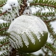 thumbnail image 5 of Fern Blown Glass Ornaments – Set of 2 European Baubles Balls Holiday Christmas Tree Decorations, Sage Green and Clear, 5 of 7