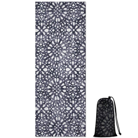 Blue and White Abstract Pattern Hot Yoga Mat Towel Non Slip for Hot Yoga - Quick-Drying Yoga Mat Cover with 4 Corner Pockets with Travel Bag - Hot Yoga Towel Non Slip 70"x26"