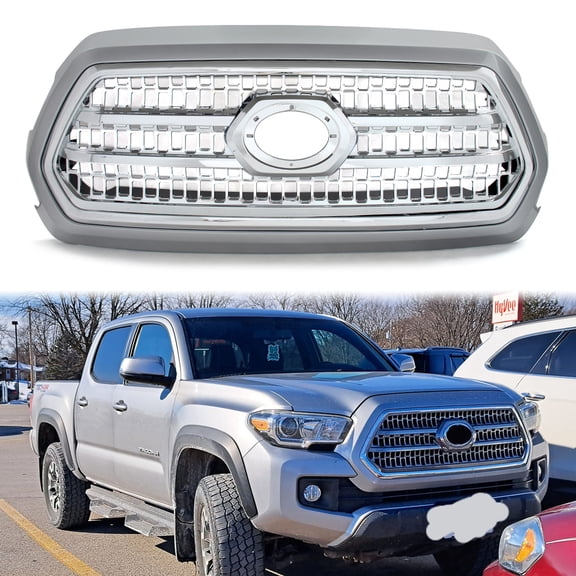 Silver Sky Chrome Grill For Toyota Tacoma 2016-2023 Front Bumper Upper Grille