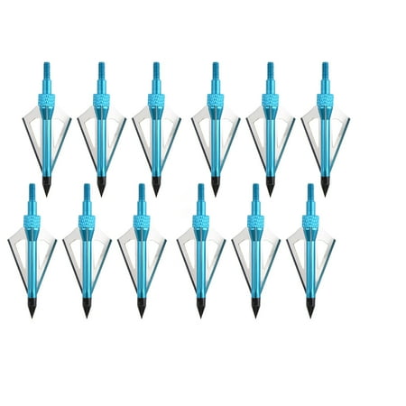 AMEYXGS 6 Piece Archery Accessories 3 Blades Wide Head Threaded Arrows 100 Grain Blue Compound Bow and Crossbow Shooting