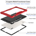 thumbnail image 3 of Shockproof Tablet Case Suitable for Samsung Galaxy Tab S9 FE Plus / S9 Plus / S10 Plus 12.4 Inch, Built-in Stand, Side Pen Slot, Raised Camera Protection, Black/Red/Rose Gold, 3 of 7