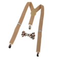 thumbnail image 1 of Kid Stretchble Y-back Suspender Plaid Bowtie Set Belt Unisex - # 2 Marrón Baoblaze Tirantes de corbatín para niños, 1 of 8