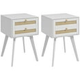 thumbnail image 1 of Bedside Table Set of 2 with 2 Drawers, Rattan Element for Bedroom, 1 of 5