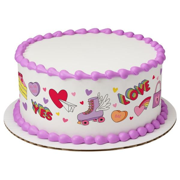 Trendy Valentine Strips Edible Cake Topper Image Strips - Walmart.com