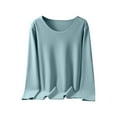 thumbnail image 2 of DAFPZW Womens Thermal Tops Long Sleeve Round Neck Fall Winter Thermal Shirts Soft Base Layer Tops Underwear for Cold Weather, 2 of 7