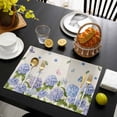 thumbnail image 3 of Hydrangeas Placemats Set of 4, Purple Floral Butterfly Leaves Beige Placemats for Dining Table, Place Mats for Kitchen Tabletop, Waterproof Wipeable Dining Table Mats Set, 3 of 9