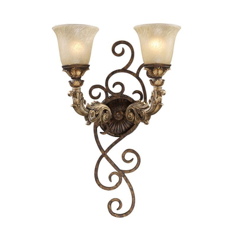 Elk Lighting Regency 2 Light Wall Sconce in Burnt Bronze and Gold Leaf