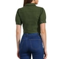 thumbnail image 3 of INSPIRE CHIC Womens Casual Jackets Button-Down Puff Sleeve Crop Jean Denim Jacket S Army Green, 3 of 5