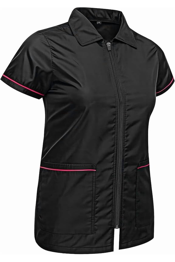 Womens Barber Smock Jacket 2XL Professional Hair Stylist Smock with Zipper, Lightweight Breathable Salon and Stylist Workwear with Pockets for Hairdressers & Cosmetologists