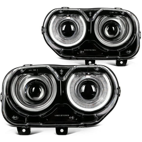 ECCPP Headlight Assembly Fit 2015-2021 for Dodge Challenger Pair Headlamps Black Housing 68174065AF