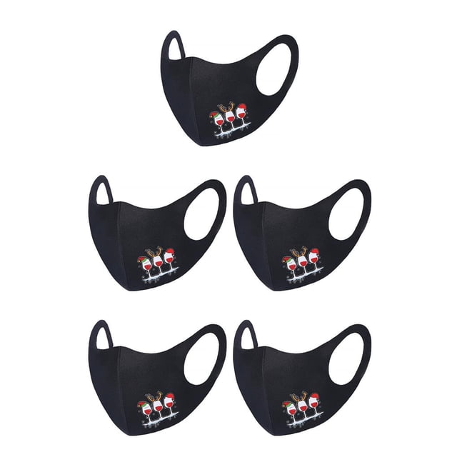 serony Christmas-Themed Cosplay Facial Mask Dustproof Elastic Ear Wearing Face Cover with Filter Type E D 5Set