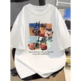 thumbnail image 1 of Men's trendy short-sleeved pure cotton T-shirt with gentle bear pattern print, Casual Sporty Tee, Summer Gifts, 1 of 6