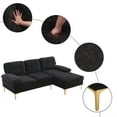 thumbnail image 6 of 85" Sectional Sofa, Modern L-Shape Modular Sectional Sofa, Three-Seat Sleeper Couch with Chenille Fabric and Metal Feet for Living Room, Apartment, Office, Black, 6 of 7