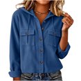 thumbnail image 6 of Perfectbot Women's Corduroy Crop Hooded Shacket Button Down Long Sleeve Jacket Fall Casual Outerwear, 6 of 7