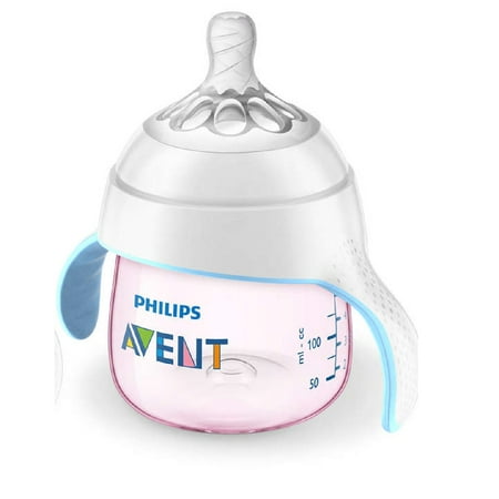Philips Avent BPA Free My Natural Trainer Transition Cup with Nipple and Soft Spout Cup, 4m+ 5 Oz, Pink SCF262/04