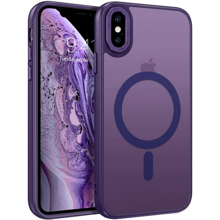 for iPhone Xs Max Case [Compatible with Magsafe] Translucent Matte Magnetic iPhone Xs Max Phone Case Slim Thin Shockproof Women Men Protective Cases Cover for iPhone Xs Max 6.5", Dark Purple