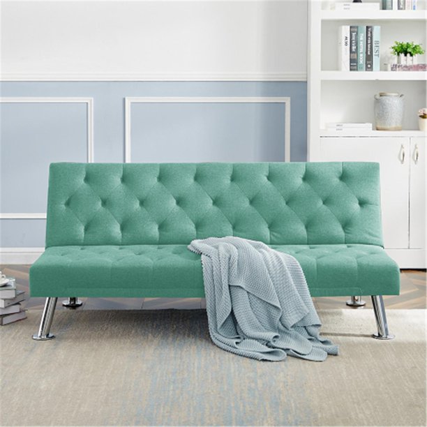 Futon Sofa Bed, Upholstered Folding couch for Living Room, Green