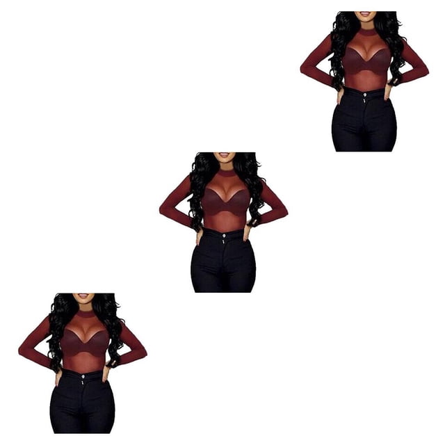 Minnieouse Camiseta básica para mujer, manga larga, transparente, informal, encantadora, para mujer, camiseta decorativa, Tops, ropa negra S Type5 NO5 Minnieouse CBP196771
