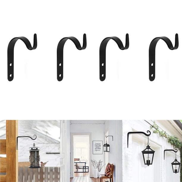 Ganchos De Pared De Hierro Metal Heavy Duty Small Plant Hanger Bracket Coat Hook Para Colgar Lantern Planter Bird Feeders Coat Indoor Outdoor Rustic Home Decor Methold HA025755-01