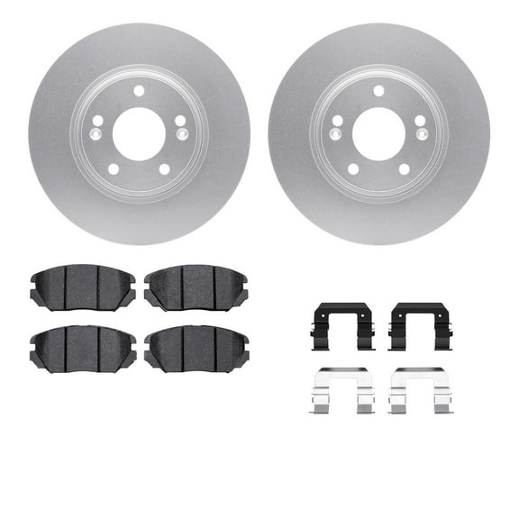 Dynamic Friction Company Front Brake Rotors-Drilled and Slotted-Silver with 5000 Advanced Brake Pads includes Hardware 7512-76091