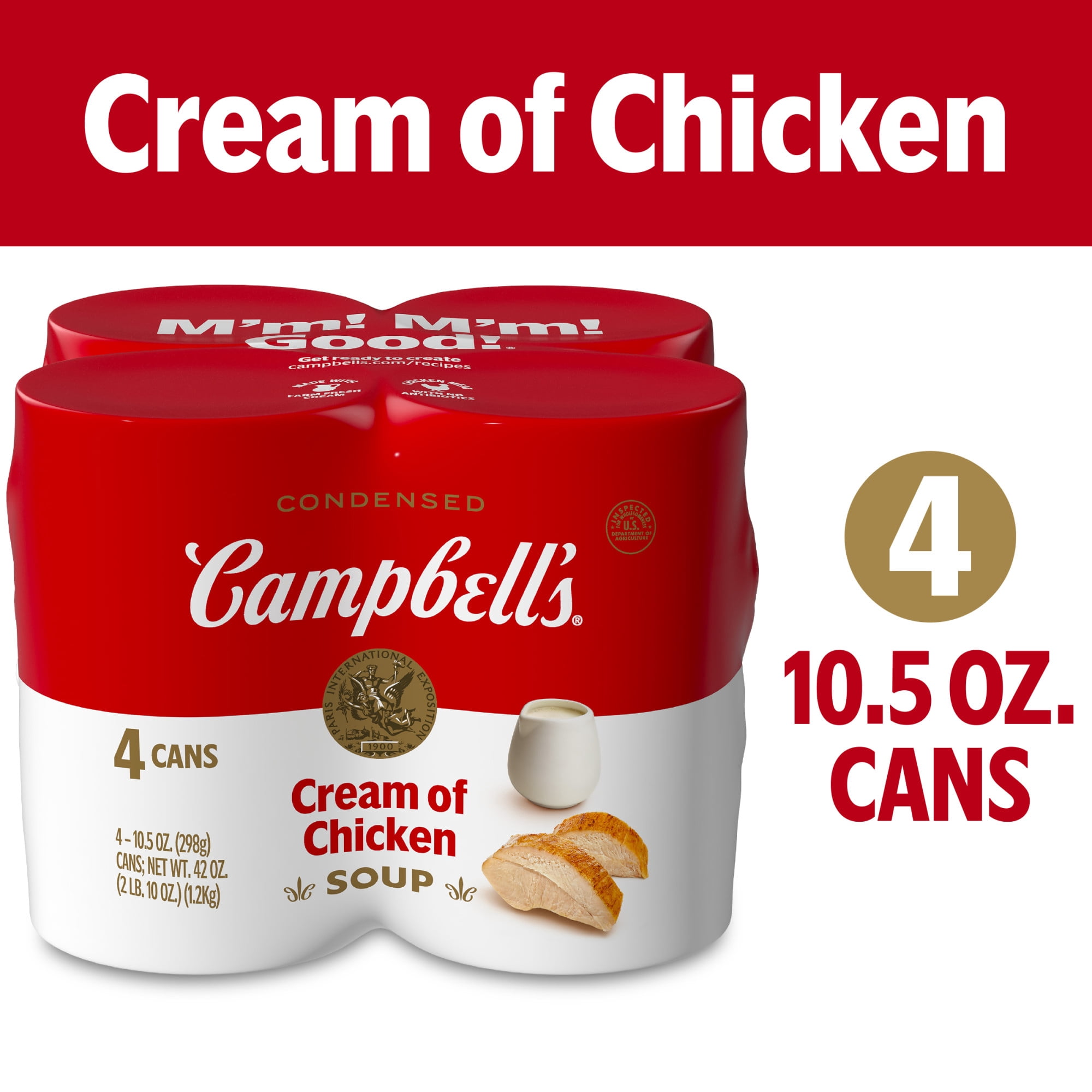 Campbell's Condensed Cream of Chicken Soup, 10.5 oz Can (4 Pack)