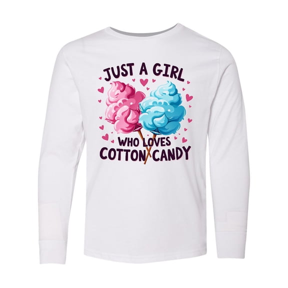 Inktastic Just a Girl Who Loves Cotton Candy Long Sleeve Youth T-Shirt