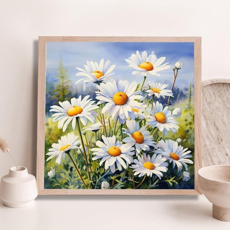 Paint By Numbers Kit - 3 Pack Flower Canvases For Adults & Kids (12x16 Inch)