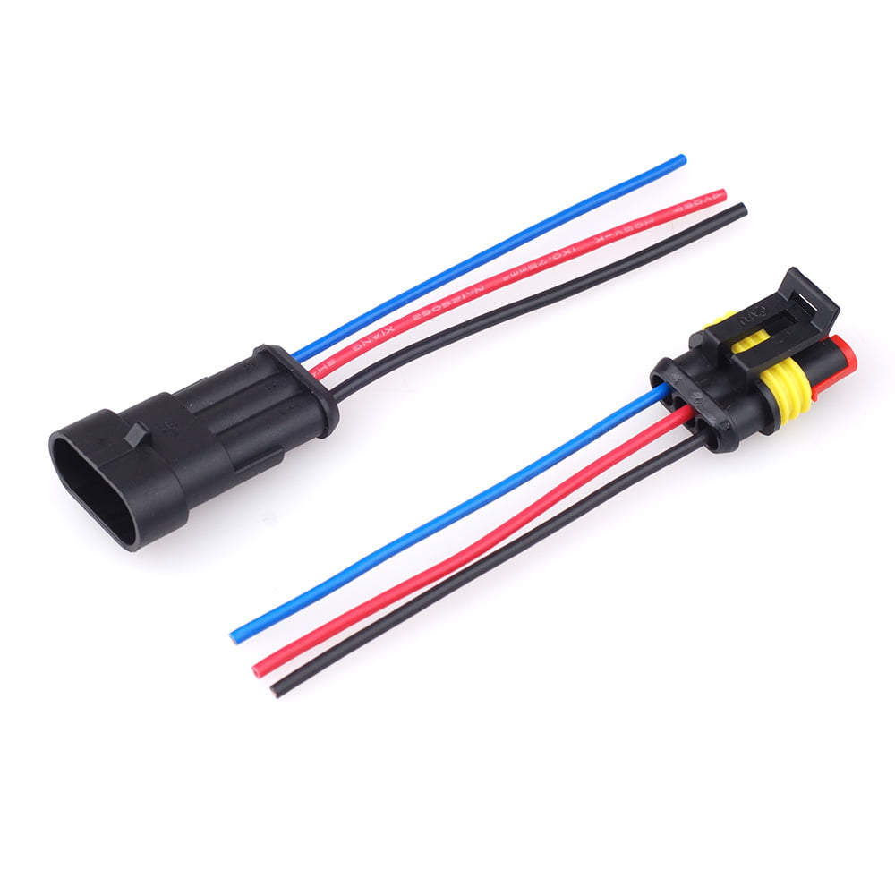 2/1 Kit 3 Pin Vehicle Waterproof Electrical Connector Adaptor W/Wire Marine L80 