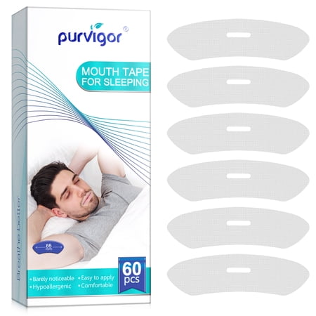 Purvigor 60PCS Mouth Tape for Sleeping(85mm),Sleep Strips to Improve Your Sleep Quality,Reduce Snoring & Breathe Better