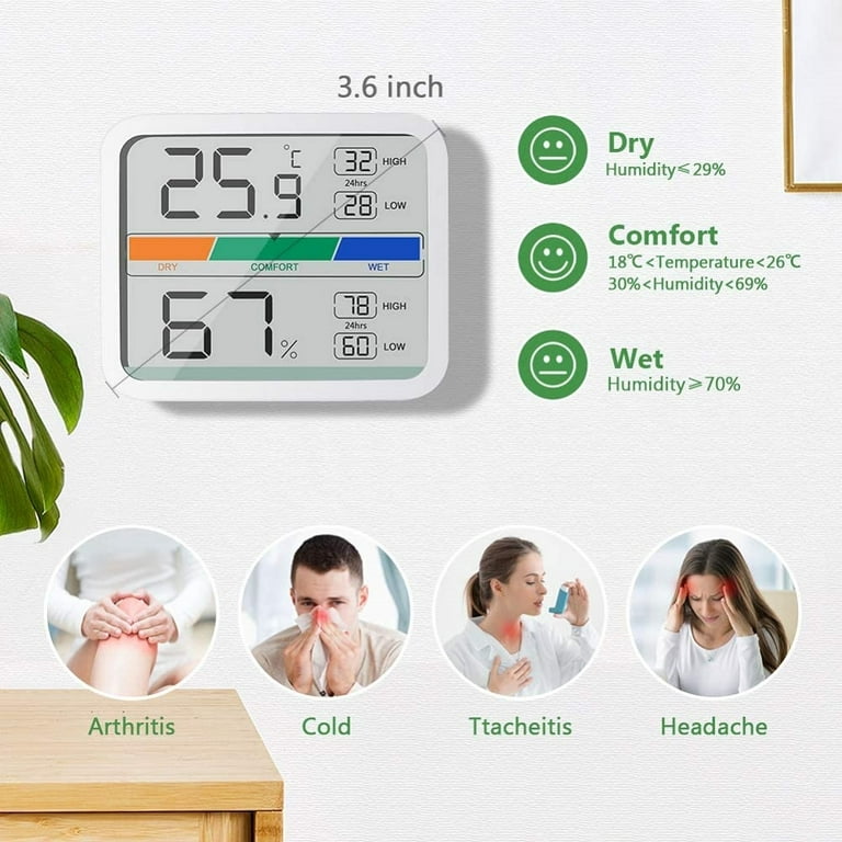 Mini Temperature Monitor and Humidity Meter ,Room Thermometer Digital  Indoor Hygrometer Thermometer, for Home Office Air Comfort, Max/Min Records  