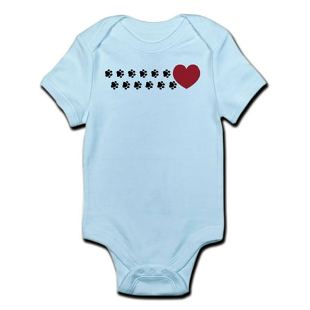 

CafePress - Pawprint Hearts - Baby Light Bodysuit