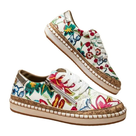 

lizyue Women Casual Anti-skid Color Matching Lace Low Top Flat Sneakers Walking Shoes