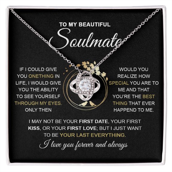 Soulmate If I Could Give You Onething, Romantic Her, Love Knot Necklace, White Love Knot Necklace