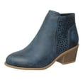 thumbnail image 3 of Mostsola Ankle Boots for Women Stacked Heel Zipper Booties Retro Pointed Toe Chelasa Boot, 3 of 9