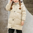 thumbnail image 2 of Eltusu Girls Puffer Jackets, Waterproof Zip up Mid-Length Winter Thermal Outerwear Beige Size 5-6 T, 2 of 8