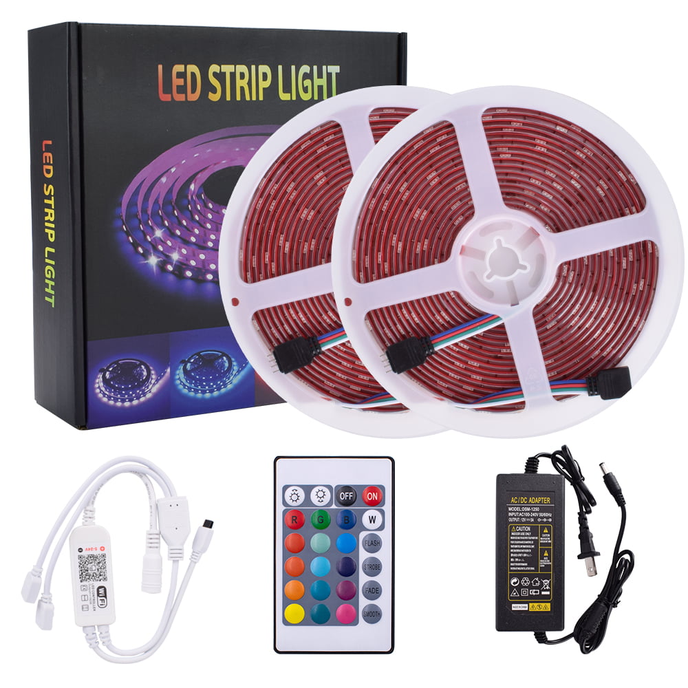 1-10M 5050 RGB SMD Waterproof LED Strip Lights+Bluetooth WiFi Remote 12V Power 