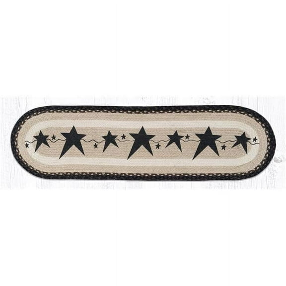 Capitol Importing 64-313PSB 13 x 48 in. OP-313 Primitive Stars Black Oval Patch Runner