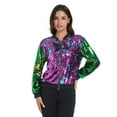 thumbnail image 5 of successthop Mardi Gras Jackets for Women Party Sequin Oversized Coat with Pockets Zip Long Sleeve Sparkly Outwear Purple, 5 of 9