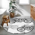 thumbnail image 4 of Black White Motorcycles 3ft Area Rug, Modern Hand-Painted Vehicles Washable Non-Slip Small Round Rugs for Entryway Bedroom Kitchen, Soft Circle Carpet for Dining Room, Playroom Nursery Rug, 4 of 9