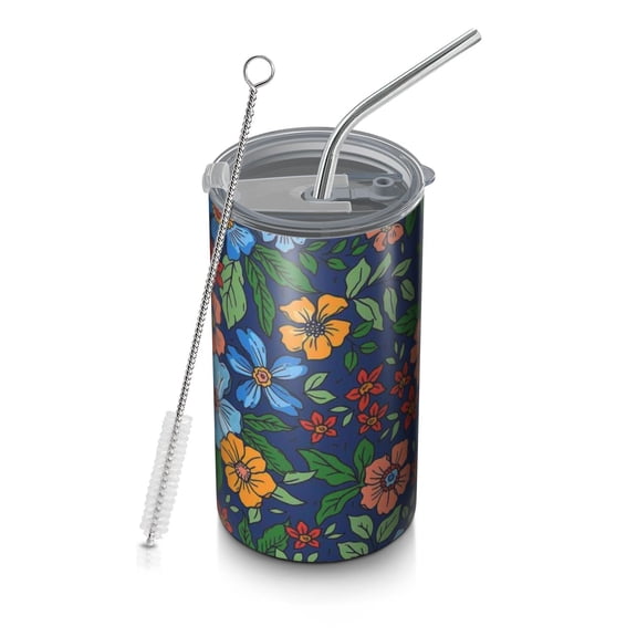 20oz Coffee Tumblers Pioneer Flower Stainless Steel Vacuum Insulated Travel Tumbler Coffee Cups Mug with Lid and Straw with Cleaning Brush for Cold & Hot Drinks