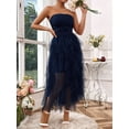 thumbnail image 5 of Women's Solid Color Mesh Panel Strapless Maxi Dress, 5 of 10