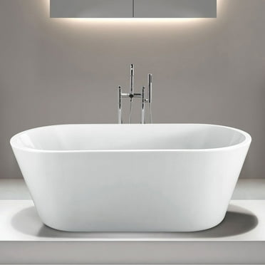 Terra 67 Inch Acrylic Double Ended Freestanding Tub with End Drain - No Faucet Drillings