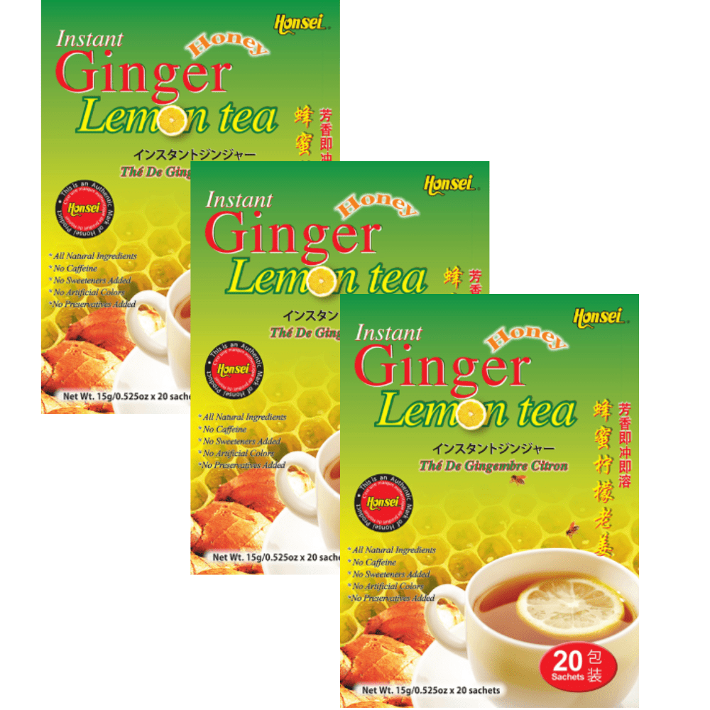 Honsei Instant Ginger Honey Lemon Tea, 15g/0.52 oz.20 Sachets Each Box