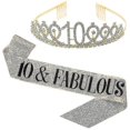 thumbnail image 1 of Women Glittering Rhinestone Letter Print Sash Tiara Set Birthday Party Supplies, 1 of 5